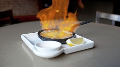 Flaming Saganaki at Truth Lounge, South Side.