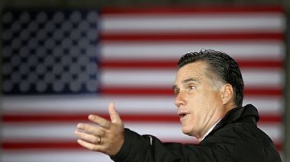 Republican presidential candidate Mitt Romney campaigns Saturday at Dubuque Regional Airport in Dubuque, Iowa.