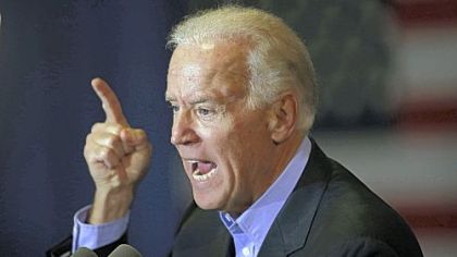 Vice President Joe Biden speaks to supporters during a campaign rally Friday at Aldrich Middle School in Beloit, Wisc.