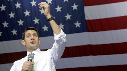 Republican vice presidential candidate Paul Ryan gestures as he speaks during a campaign event Saturday in Marietta, Ohio.
