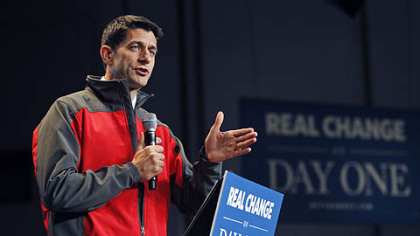 Paul Ryan speaks during a campaign event at Harrisburg International airport Saturday in Middletown, Pa.