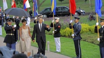 The president and first lady at 2009's G-20 welcoming reception at Phipps Conservatory.