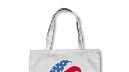 Vintage-style Romney canvas tote bag, $20.