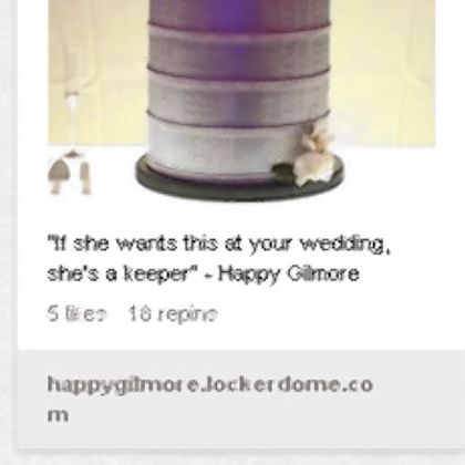 On one Pinterest board, "Weddings on Ice," a fan posted this image of a wedding cake shaped like the National Hockey League's Stanley Cup.