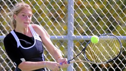 Quaker Valley's Spencer Caravaggio finished second in the PIAA Class AA singles tournament despite being hampered by a sore right shoulder that forced her to serve underhand.