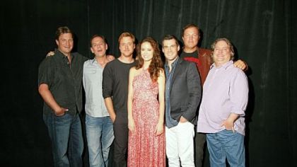 "Firefly" star Nathan Fillon, left, executive producer Tim Minear, actors Alan Tudyk, Summer Glau, Sean Maher and Adam Baldwin and story editor Jose Malina participate in a roundtable discussion for "Firefly: Browncoats Unite," airing at 10 p.m. Sunday on Science cable network.