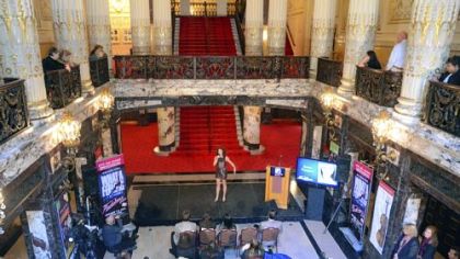 Emily Padgett sings at the press event for "Flashdance -- The Musical" at Heinz Hall. The show is scheduled to open on Jan. 1. The press event introduced the three main characters for the show which opens Jan. 1.