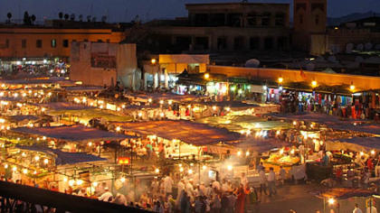 Jemaa el Fna, Marrakesh, at dusk.