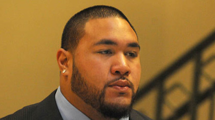 Steeler rookie nose tackle Alameda Ta'amu arrives for his  preliminary hearing on Nov. 8.