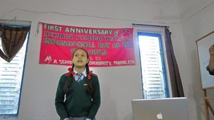 Sarathi, one of the girls the Rukmini Foundation sponsors, was once a shy girl, but is now a confident speaker, says program manager Nabin Aryal.