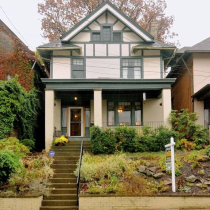 This three-bedroom Tudor in Edgewood is on the market for $160,000.
