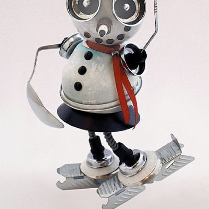A sculpture by Don Jones made from scrap and reused material.