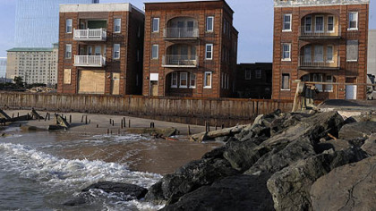 The jetty is all that remains of the northern section of boardwalk, north of Revel casnio, in Atlantic City. However, the main part of the boardwalk along the casino district is intact.