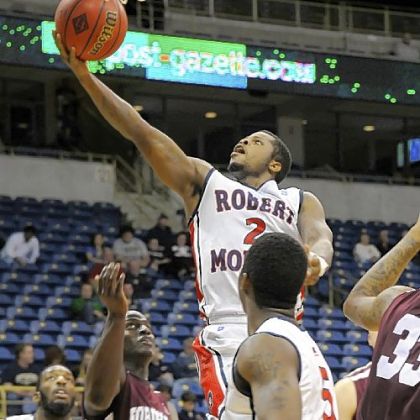 Robert Morris' Velton Jones lays the ball up against Fordham in the second half Tuesday night for two of his 18 points at Petersen Events Center.