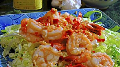 Shrimp with Fried Garlic and Chile
