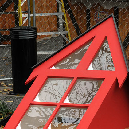One of the dormers for "Santa's House" in Market Square.