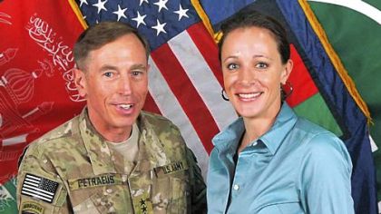 Gen. David Petraeus poses with Paula Broadwell in Afghanistan in July 2011.