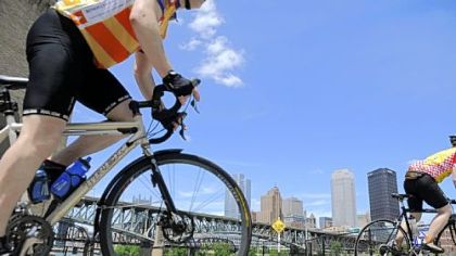 Bicycle riders on the Three Rivers Heritage Trail.