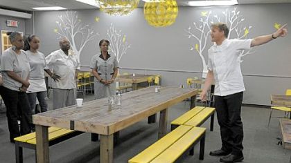 Chef Gordon Ramsay speaks to the staff of Miss Jean's Southern Cuisine in Wilkinsburg during a new episode of 'Kitchen Nightmares.'