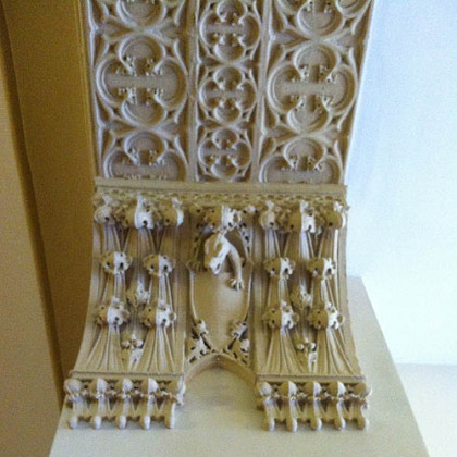 Decorative plasterwork in a doorway at the Fifth Avenue School Lofts.