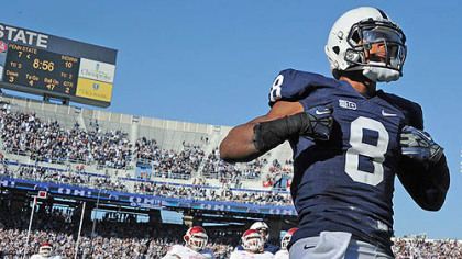 Penn State's Allen Robinson celebrates his second touchdown of the game against Indiana in the second quarter.