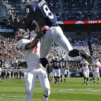 Penn State's Allen Robinson hauls in touchdown pass against Indiana in the first quarter at Beaver Stadium in State College this afternoon.