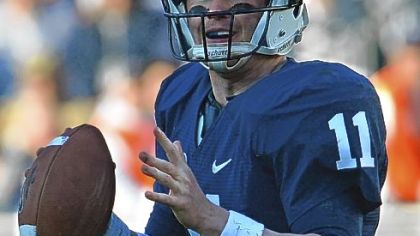 Penn State quarterback Matt McGloin drops back to pass against Indiana.