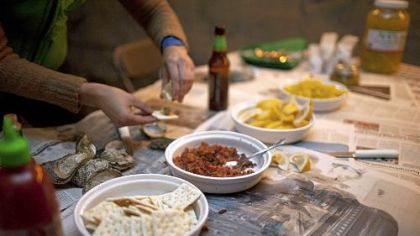 And you don't need plates and forks, either.  Just use your cracker.