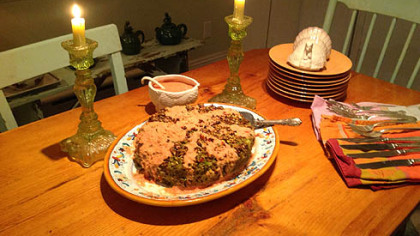 Pistachio and Sweet Pea Torte with Roasted Tomato Aioli makes a unique Thanksgiving dish that may just become a favorite. The recipe is found in Zel Allen's "Vegan for the Holidays."