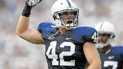 Penn State linebacker Michael Mauti during the fourth quarter of an NCAA college football game against Ohio at Beaver Stadium in State College, Pa., Saturday, Sept. 1, 2012. Ohio won 24-14.