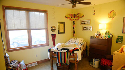 The bed in Andy Falcione's room is raised by 6 inches so he can more easily get in and out.