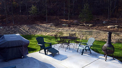 A gently sloping path will be built from the walkout basement to the back patio.