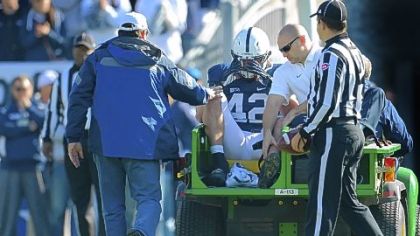 Penn State linebacker Michael Mauti is lost for the season with a knee injury.