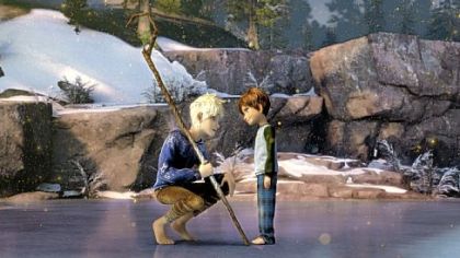 Jack Frost, voiced by Chris Pine, convinces Jamie, voiced by Dakota Goyo, to believe in the Guardians.
