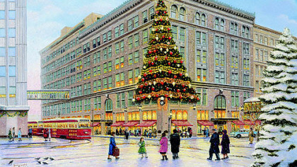 Local artist Linda Barnicott's painting of the old Horne's building with the familiar tree is on cards from the American Cancer Society's Greater Pittsburgh Unit.