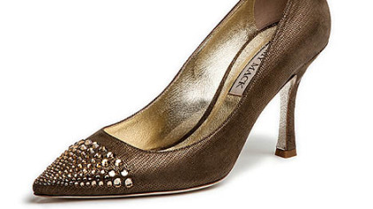 Eliza bronze suede crystal tip by EMY MACK.