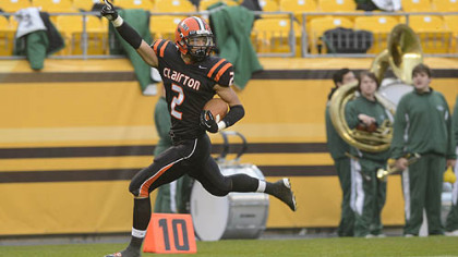 Trenton Coles scores during Clairton''s 58-21 win against Sto-Rox Friday at Heinz Field.