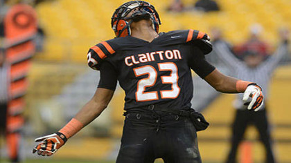 Tyler Boyd celebrates a touchdown during the Bears 58-21 win over Sto-Rox Friday at Heinz Field.