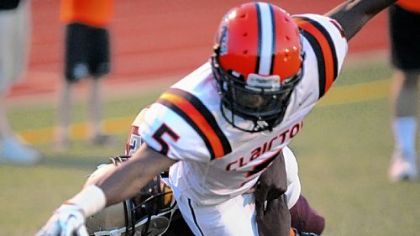 Terrish Webb dives into the end zone for a score against Chartiers-Houston Aug. 31. The Bears won the first game of the season, 22-20, their closest matchup all year.
