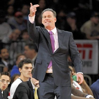 Pittsburgh coach Jamie Dixon gestures during the second half against Delaware in an NCAA college basketball in a consolation game at the NIT Season Tip-Off tournament at Madison Square Garden in New York, Friday, Nov. 23, 2012.