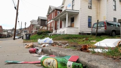 These houses along Grant Avenue in Morgantown's Sunnyside neighborhood are scheduled to be razed as part of a project by West Virginia University to build more upscale housing.