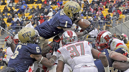 Pitt's Ray Graham dives into the end zone for a touchdown against Rutgers in the second quarter.