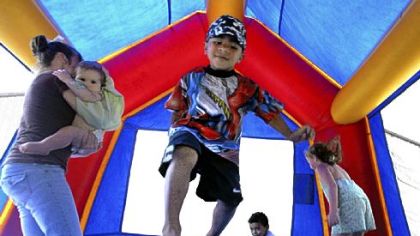 Every day, 31 children are seen in hospital emergency rooms nationwide with injuries suffered while playing in bounce houses such as this, according to a new study.