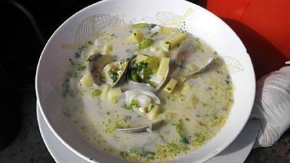A bowl of New England Clam Chowder from Penn Avenue Seafood Co.