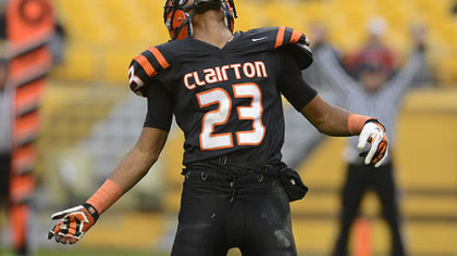 Tyler Boyd celebrates a touchdown during the Bears' 58-21 win against Sto-Rox Friday at Heinz Field.