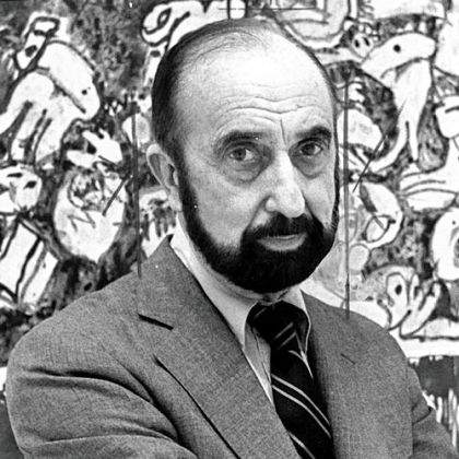 This photograph was taken on Oct. 14, 1977, after Leon Arkus had spent three weeks installing 200 works of art by Pierre Alechinsky, a Belgian painter and printmaker who won the $50,000 Andrew Mellon Prize.