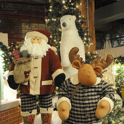 Holiday decorations in the showroom of Plantscape in Pittsburgh's Strip District.