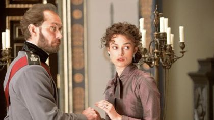 Jude Law as Count Alexei Karenin lives by the rules, but Keira Knightley as his wife, Anna, does not in "Anna Karenina."
