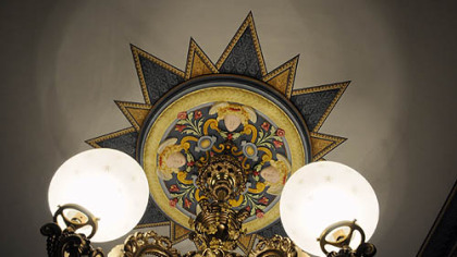 The ceiling medallion at 2115 Rockledge St.