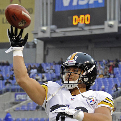 The Steelers' Troy Polamalu warms up before the Steelers vs. Ravens game.